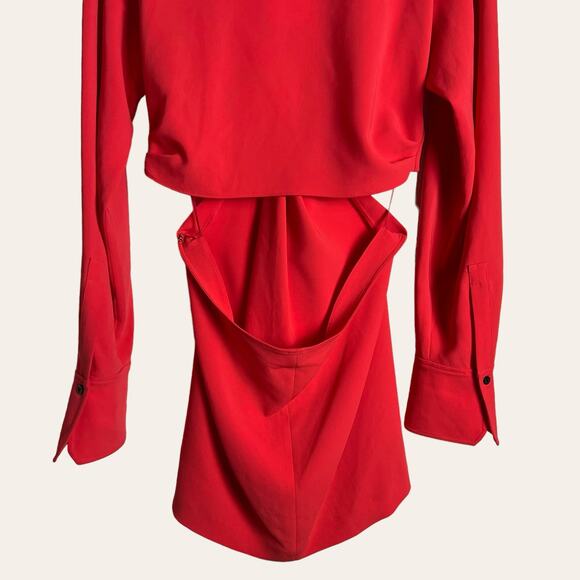 A.L.C. Zoey Red Cutout Twist Front Long Sleeve Mini Dress Size 10 - Picture 9 of 13